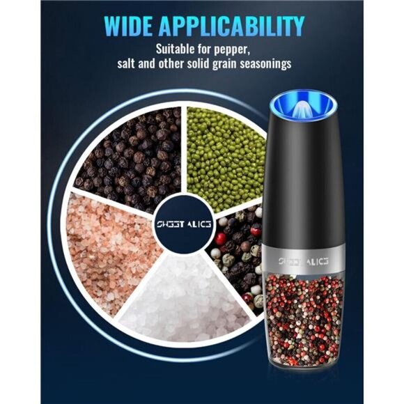 Gravity Electric Pepper and Salt Grinder Set, Adjustable Automatic - Picture 5 of 7